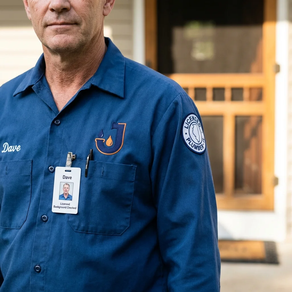 Licensed plumber showing ID badge in Gold Beach, OR