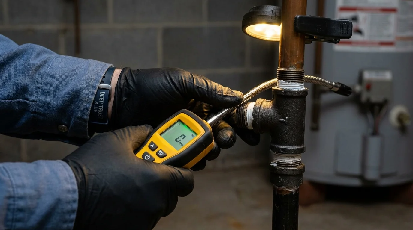 Gas leak detection with electronic sniffer by Johns Plumbing LLC in Gold Beach