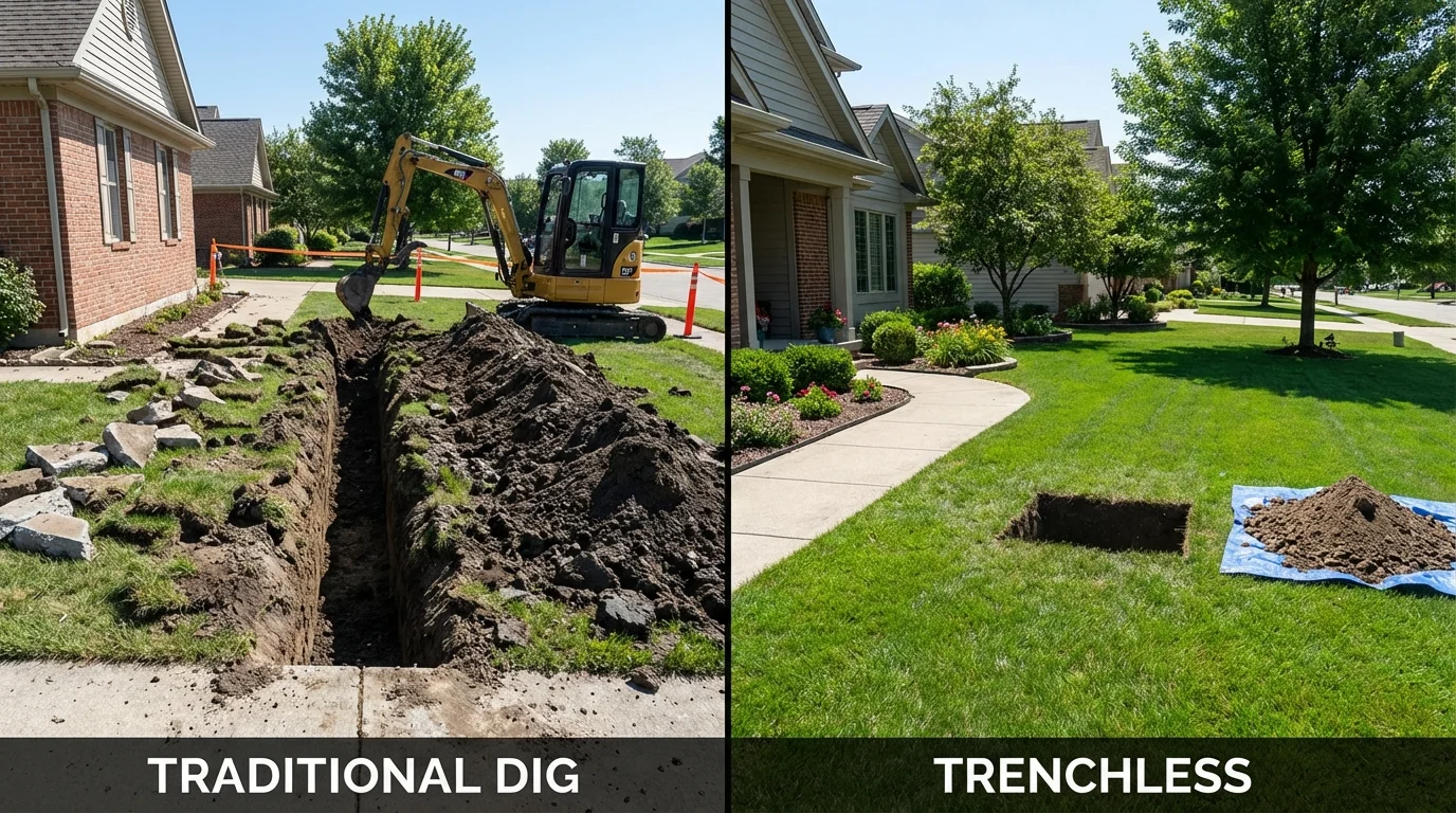 Trenchless sewer repair with minimal yard damage versus traditional excavation in Gold Beach, OR